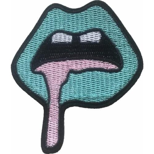 10Pcs/lot BLUE lIPS Gilrs Patch for Clothing DIY Sewing Decoration Iron on Embroidered Patches Fashion Embroidery Appliques