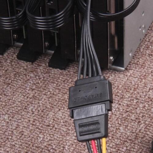 15Pin SATA Power Supply Splitter Cable Hard Drive 1 Male To 5 Female Extension Power Cord For DIY PC Sever
