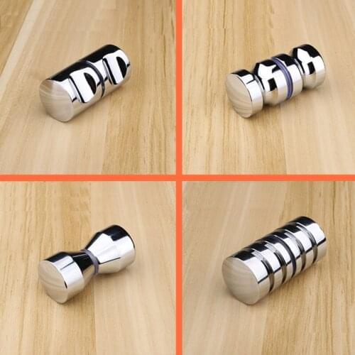 2Pcs/Lot Chrome Solid Aluminum 4-12mm Glass Door Knob Pull Handle Shower Box