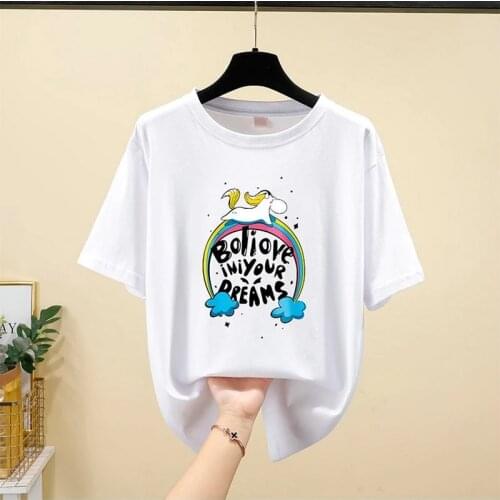 2021 Summer Oversized T Shirt Women Kawaii Clothes Printed Loose Vintage Tops Woman Short Sleeve T-shirt Plus Size Black