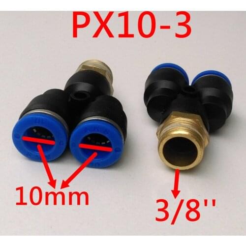 5pcs/lot Pneumatic Air Fitting O.D 10mm 3/8'' Y Shape Quick Fitting Connector PX 10-3