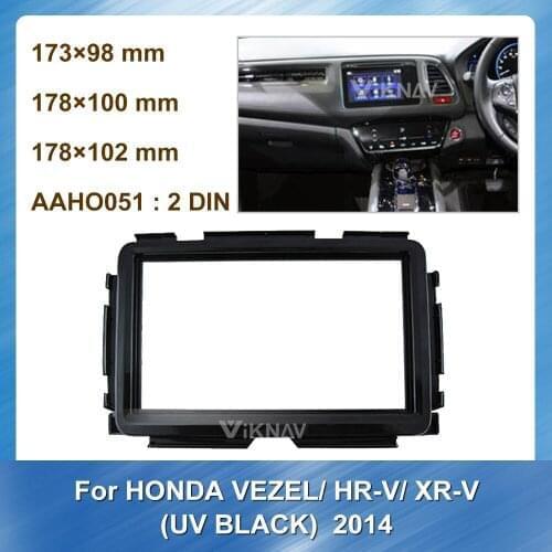 2DIN Car Radio Fascia GPS navigation for HONDA VEZEL/ HR-V/ XR-V 2014 2Din UV BLACK Panel Dash Kit Installation Frame Trim Bezel