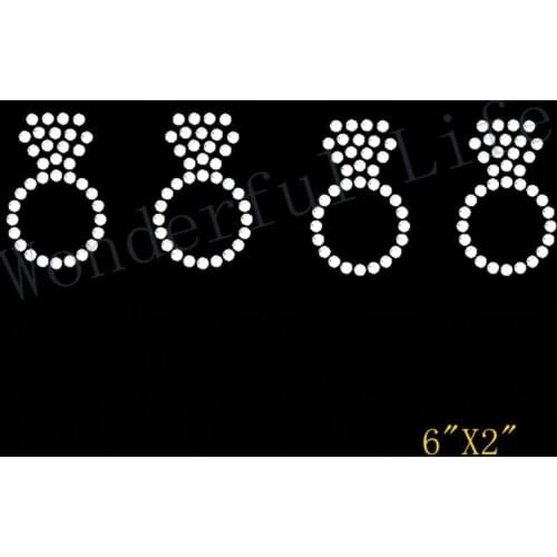 Free Shipping blingbling ring in a line Iron On hotfix rhinestones transfer blingbling transfer for fashion wedding