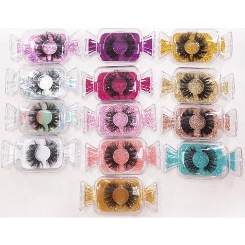 New False Eyelash Packaging Box Candy Shape Lash Case for 3D 5D Natural Mink Eyelashes Empty Candy Lashes Box