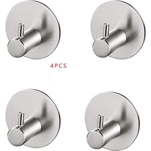 Towel Holder 4Pcs/Set Bathroom Self Adhesive Wall Hook For Towel Robe Brushed Stainless Steel Wall Rack Hanger Towel Rack 5cm