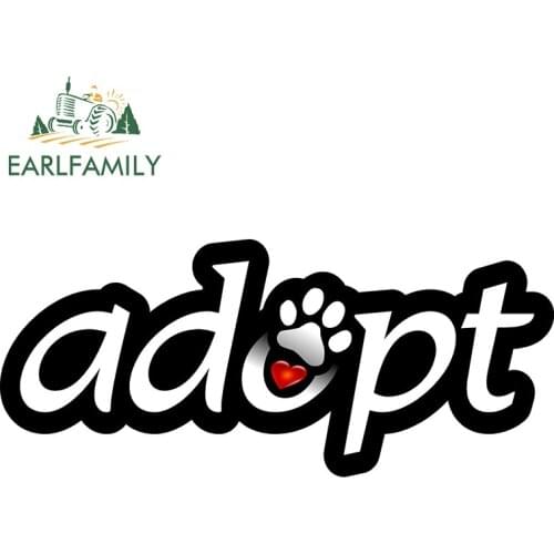 EARLFAMILY 12cm x 3cm Adopt Cat Dog Decal Sticker Canine Search Harmony Series Reflective Car Sticker Waterproof Car Decoration