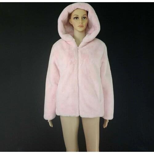 Cardiga Faux Fur Jacket Female Pink Top Winter Jacket Women Fur Coats Long sleeve Hooded Faux Fur Coats Shorts Coat