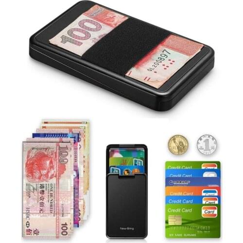 Fashion RFID Blocking Mini Sliding Card Wallet Credit Card Holders Plastic Card Money Purse For Men Women Slim ID Bank Card Case