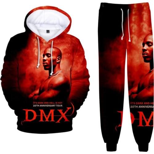 DMX rapper suit sportswear men 2-piece sportswear suit mens casual sweatshirt + pants 3D printed hoodie