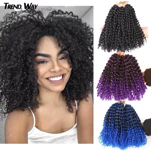 Short 8 "Jerry Curl Wave MarleyBoB Braids Crochet Hair Synthetic Ombre Braiding Hair Pre Stretched Hair Extensions For Braids