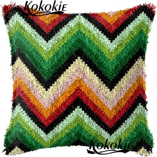Crocheting Rug pillowcase cross stitch kits embroidery needlework sets Latch Hook pillow ripple carpet printed Cushion Mat
