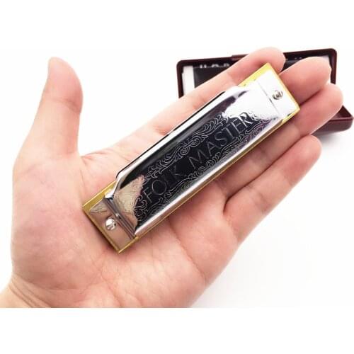 Copper plate 10 Holes Suzuki Harmonica Folk Master Mouth Organ Key of C Harp Diatonic Blues Instrumentos musicais gaita