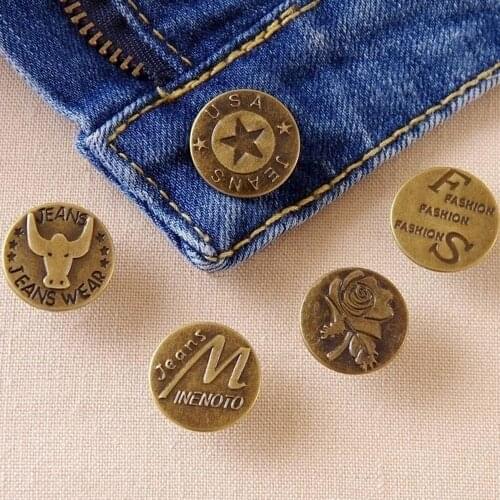 10Pcs/Set 20MM Metal Buttons High Quality Bronze Tone Jean Buttons Mixed Button Clothing Crafts Handwork Clothing Accessories