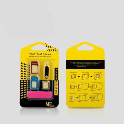 Metal all 4 8 in 1 Nano SIM card to Micro SIM Nano Micro to mini sim adapter for iphone samsung sim card adapter 1500set/lot