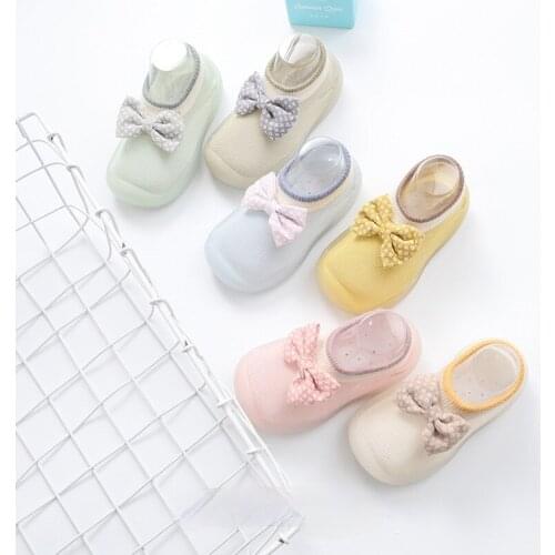Fashion Unisex Baby Girls Boys Shoes Non-slip Cotton Toddler Floor Socks Cute Bow Baby Shoes Shoes for Newborns 0-4 Years