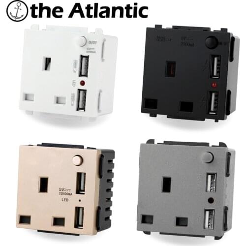 S Series- UK Plug Power Socket 13A Dual USB Ports Switch Control Power Modular Function Module DIY Free Combination Outlet