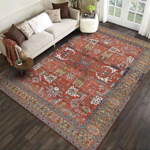 American Retro Living Room Area Rugs Persian Geometric Ethnic Tapete Carpet Kitchen Bedroom Bedside Kids Play Tent Floor Mats