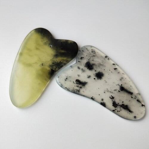 Natural Xiuyan Ink Jade Holographic Massage Tablet Face Eye Meridian Scraping Board Guasha Massage Gua Sha Board Scraper Tool