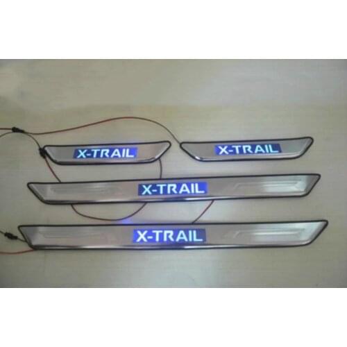 Stainless steel LED Scuff Plate/Door Sill The threshold bar For Nissan X-Trail X Trail T31 2008-2013 4PCS/SET