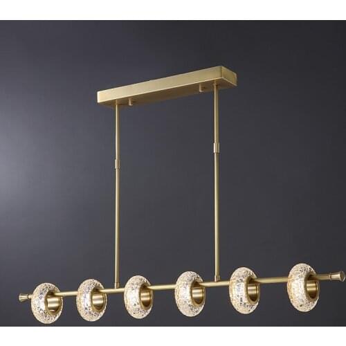 New Copper Molecular Led Chandelier Lighting Home Decor Living Room Bedroom Nordic Luxury Wristband Crack Crystal Ceiling Lamps