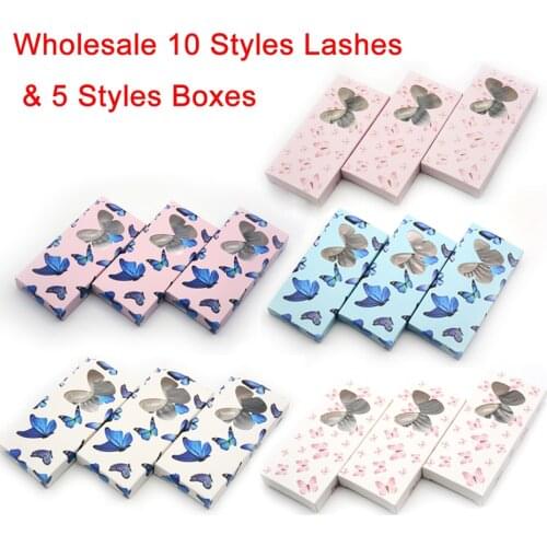 3D Faux Mink Lashes Bulk Hand Made And Paper Lash Case 20/50/100 Pairs Fluffy Natural Eyelash Wholesale Bundles Vendor Makeup