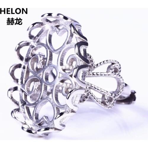 925 Sterling Silver Engagement Wedding Women Ring 16x22mm Oval Cabochon Amber Lapis Lazuli Fine Jewelry Setting Semi Mount Ring