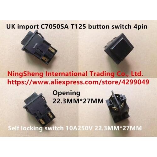 Original new 100% C7050SA T125 button switch 4pin self locking switch 10A250V