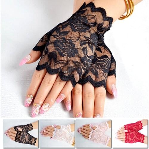 Best Sale Sailor Dance Long Fingerless Womens Sexy Lace Gloves Ladies Half Finger Fishnet Gloves Heated Mesh Mitten Handschoenen