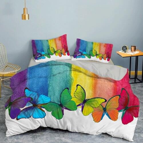 ZEIMON Butterfly Duvet Cover with Pillowcase Comforter Cover Printed Single Full Queen King Size 3D Bedding Set Zipper Closure