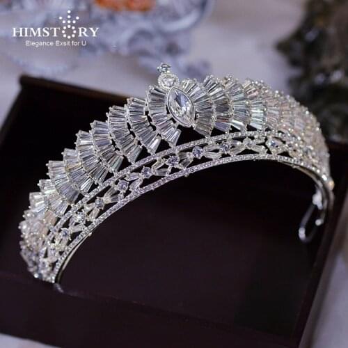 HIMSTORY Sparkling Clear Crystal Brides Headbands RhinestonesTiara Headpieces Wedding Hair Accessory