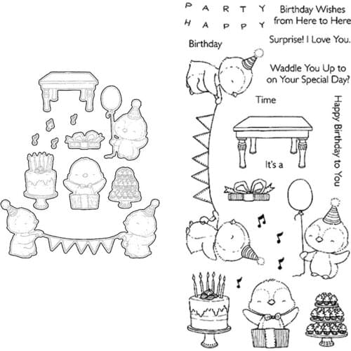 Clear Stamps And Ctting Dies Happy Birthday Surprise Cake Gift Balloon Animal For DIY Scrapbook Photo Album Craft Card 2021 New