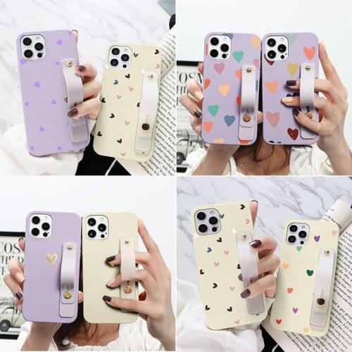 For Samsung Galaxy A32 A52 A72 A42 A50 A41 A40 A31 A20e M51 M02S M31S A30 A12 A11 A10e Love Heart Daisy Wrist Strap Cases Cover