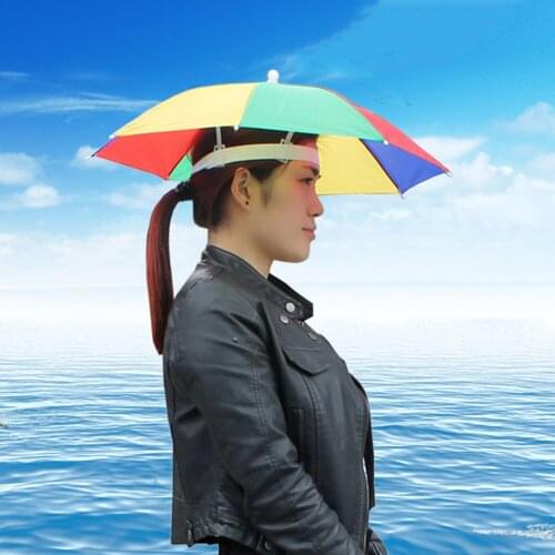 Parasol Cap Hat Umbrella Fishing Cap Overhead Double Folding Umbrella Outdoor Activities Hiking Sunscreen Rain Shade