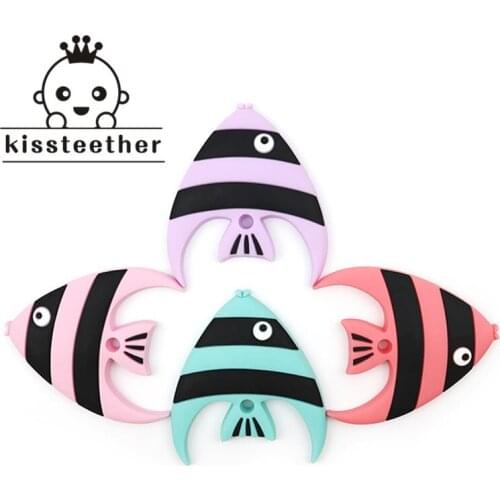 Fish Silicone Teether baby Teething Toy beads DIY chew Necklace Pacifier Chain Pendant Food Grade Silicone BPA Free Baby Product