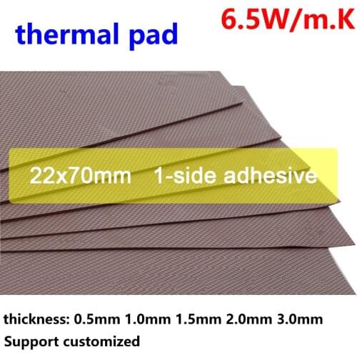 6.5W Thermal Pad 0.5mm 1.0mm 1.5 2.0 2.5 3.0mm Thickness 22*70mm 1-Side Adhesive IC GPU CPU Heatsink Conductive Silicone Cooling