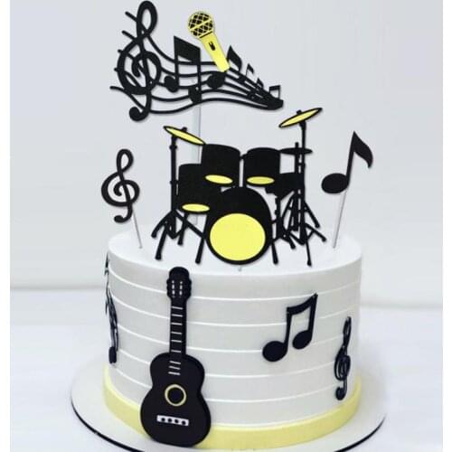 1 Set Cute Musical Notes Cake Topper Music Instruments Festival Cupcake Toppers for Wedding Birthday Party Cake Decorations