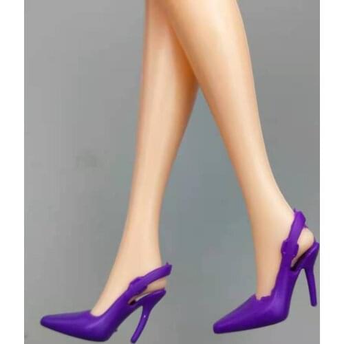 10 Pairs/lot Purple Office Lady 11.5" Doll Shoes For Barbie Shoes Sandals Princess High Heel Foot Wear 1/6 BJD Accessories Toys