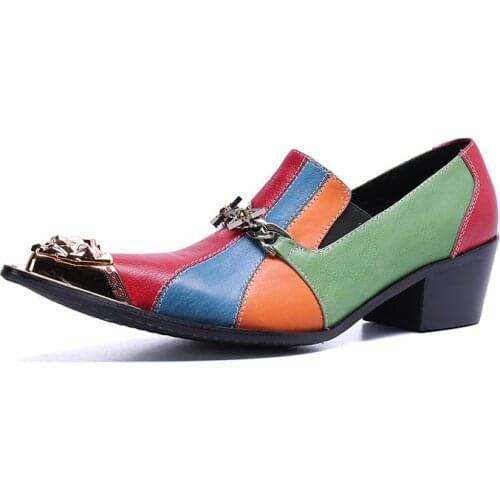 Summer Casual New Mens Classic Fashion Shoes Personality Color Matching Pointed Leather Low-cut Workplace Retro Mens Shoes