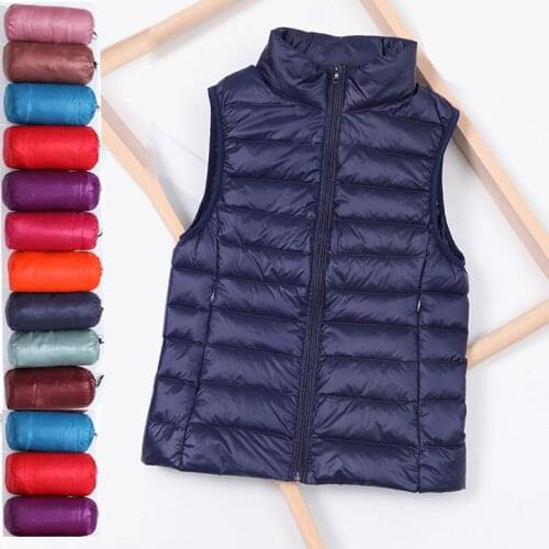 Ultra Light Down Coat Women Winter Stand Collar Thin Jacket Windproof Padded Waistcoat Portable Sleeveless Slim Duck Down Vest