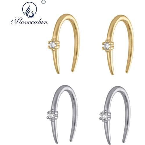 Slovecabin 925 Sterling Silver Gold Shooting Star Open Hoop Earring Round Circle Horseshoes Open Guggies Loops Earring For Women