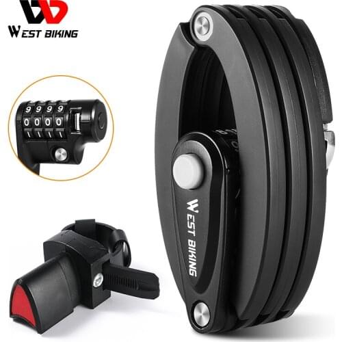 WEST BIKING Anti-Theft MTB Road Bicycle Password Lock Foldable Bike Lock Scooter Electric E-Bike Chain Lock Cycling Parts 2021