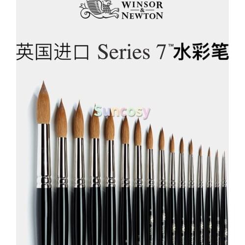 Winsor & Newton Series 7 Kolinsky Sable Miniature Watercolor Brush - Short Handle Round , Professional Artist Paint Brushes