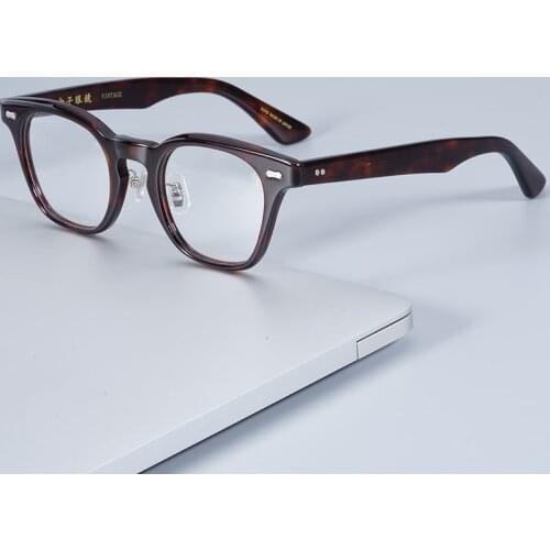 Japanese Designer Acetate Ultra-light Glasses Frame Retro Round Eyeglasses Frame Hand-carved Men and Women