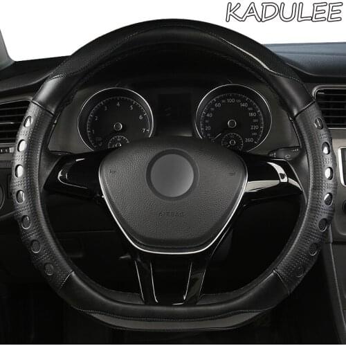 KADULEE Microfiber Leather Car Steering Wheel Cover Dodges Viper Caliber Journey Ram 1500 Challenger Charger Nitro Durango