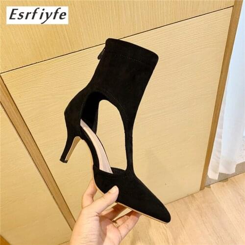 ESRFIYFE 2021 New Summer Boots for Women Sexy High Heel Ankle Boots Women Breathable Cut-outs Party Shoes Ladies Big Size 34-46
