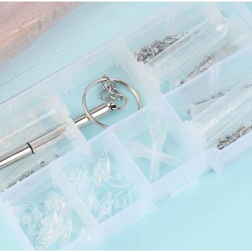 1set Eyeglass Nose Pad Repair Screws Tool Box Optical Glasses Repair Kit Sunglasses Screw Nut Assortment Set