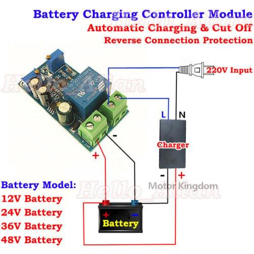 10A 12V 24V 36V 48V Battery Charger Automatic Charging Controller Module Switch Anti-overcharge and power-off protector board