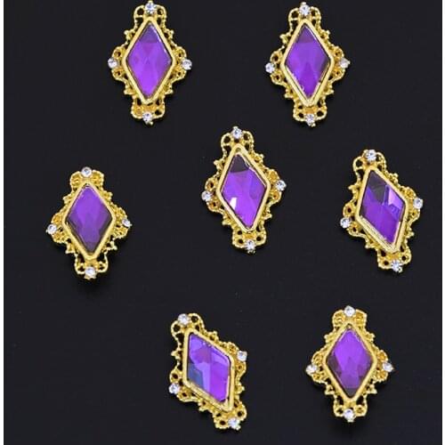 100Pcs 3D Nail Art Decoration Alloy Nail Art Rhinestone Heart/Rhombus Crystal Diamonds Stone Jewelry Accessoires For Nail Art