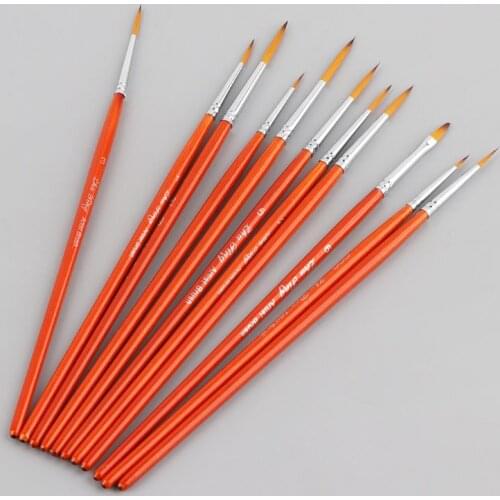 11pcs/set Professional Detail Paint Brushes Fine Pointed Tip Miniature Brush For Acrylic Watercolor Oil Drawing Painting Kit C26