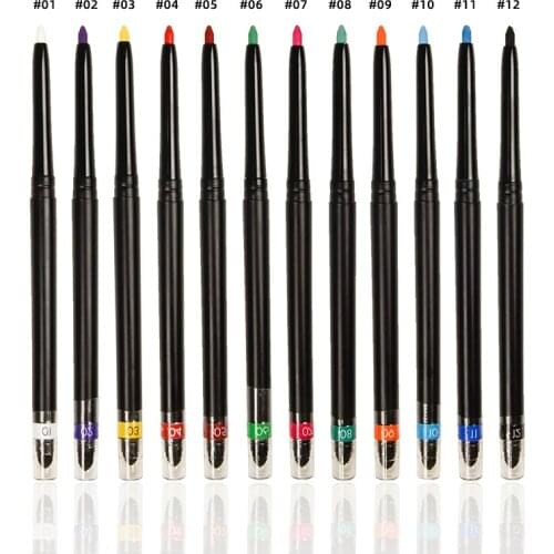 12 Colors Matte Eyeliner Gel Pen Professional Long Lasting Waterproof Sweatproof White Brown Eye Liner Makeup Private Label